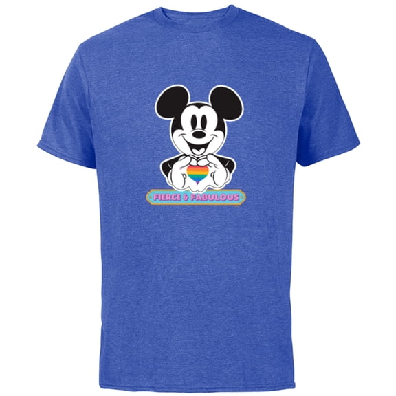 Disney Mickey Mouse Pride Fierce & Fabulous Rainbow Heart - Short Sleeve Cotton T-Shirt for Adults - Customized-Royal Heather