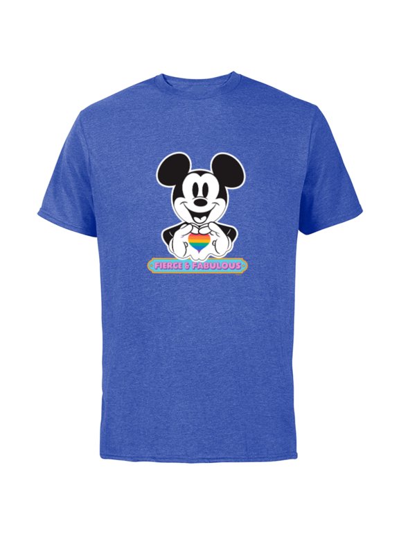 Mickey Mouse Pride Fierce & Fabulous Rainbow Heart - Short Sleeve Cotton T-Shirt for Adults - Customized-Royal Heather