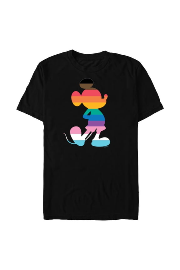 Mickey Mouse Pride Inclusive Pose Rainbow Icon Fill - Short Sleeve Blended T-Shirt for Adults - Customized-Black