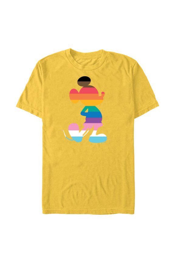 Mickey Mouse Pride Inclusive Pose Rainbow Icon Fill - Short Sleeve Blended T-Shirt for Adults - Customized-Yellow