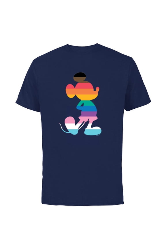 Mickey Mouse Pride Inclusive Pose Rainbow Icon Fill - Short Sleeve Cotton T-Shirt for Adults - Customized-Navy