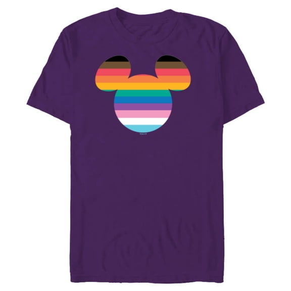 Disney Mickey Mouse Pride Inclusive Rainbow Head Icon Fill - Short Sleeve Blended T-Shirt for Adults - Customized-Purple