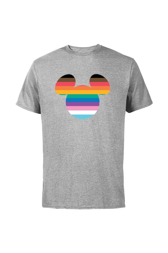 Mickey Mouse Pride Inclusive Rainbow Head Icon Fill - Short Sleeve Cotton T-Shirt for Adults - Customized-Athletic Heather