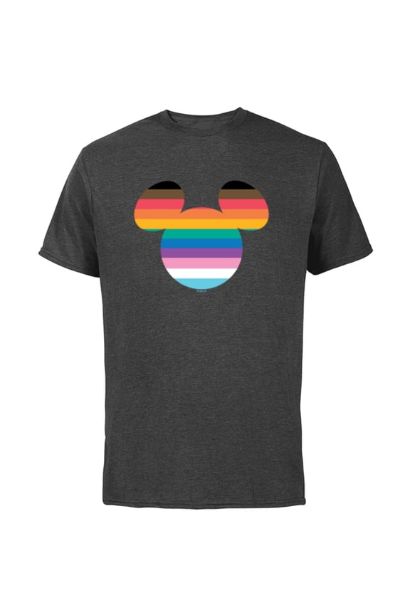 Mickey Mouse Pride Inclusive Rainbow Head Icon Fill - Short Sleeve Cotton T-Shirt for Adults - Customized-Charcoal