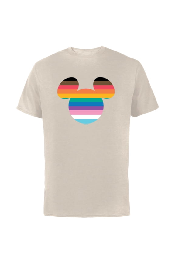 Mickey Mouse Pride Inclusive Rainbow Head Icon Fill - Short Sleeve Cotton T-Shirt for Adults - Customized-Natural
