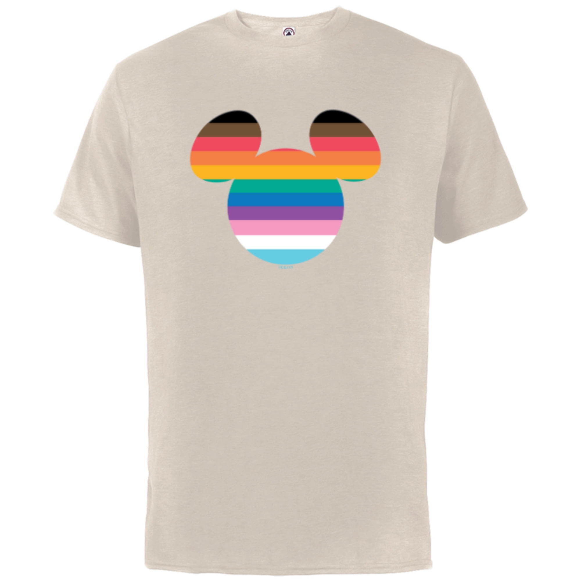 Disney Mickey Mouse Pride Inclusive Rainbow Head Icon Fill - Short Sleeve  Cotton T-Shirt for Adults - Customized-Red 