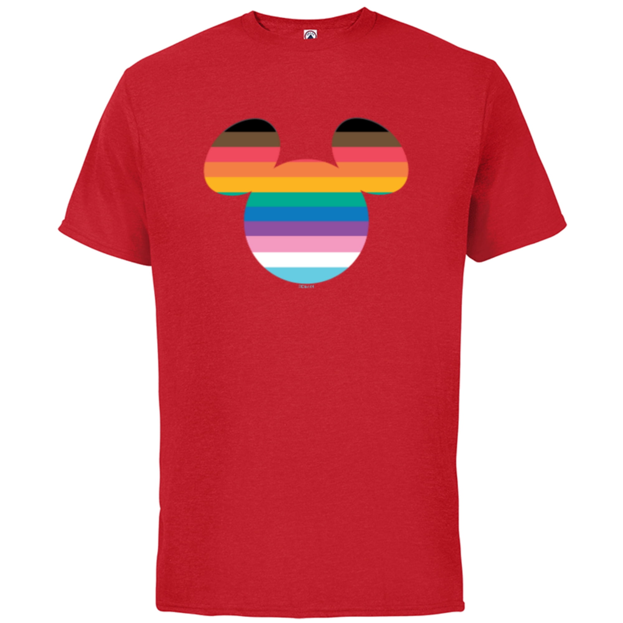Disney Mickey Mouse Pride Inclusive Rainbow Head Icon Fill - Short Sleeve  Cotton T-Shirt for Adults - Customized-Red 