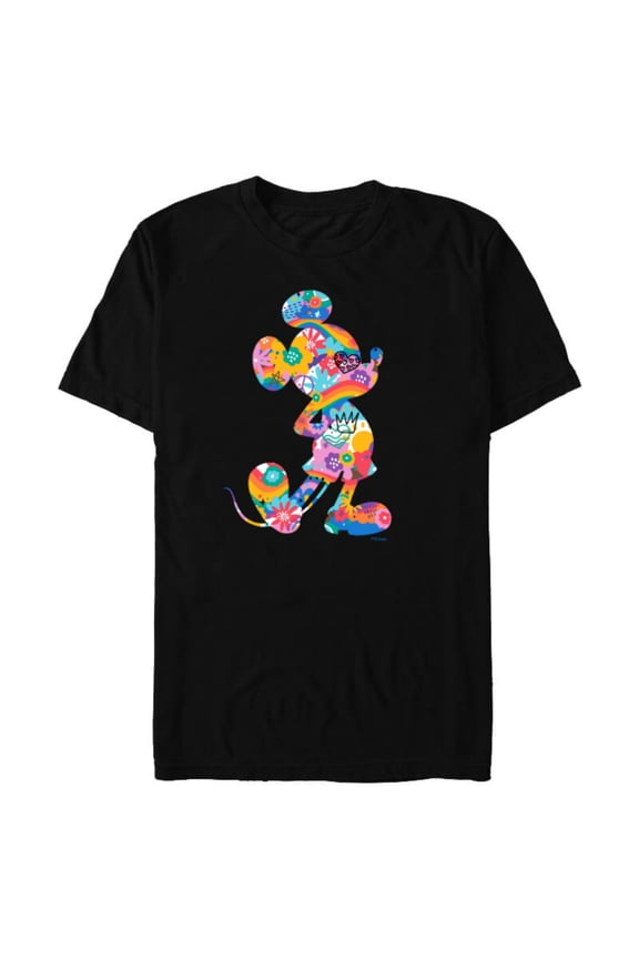 Mickey Mouse Pride Pose Rainbow Icon Fill Doodles - Short Sleeve Blended T-Shirt for Adults - Customized-Black