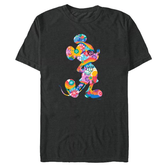 Disney Mickey Mouse Pride Pose Rainbow Icon Fill Doodles - Short Sleeve Blended T-Shirt for Adults - Customized-Dark Heather
