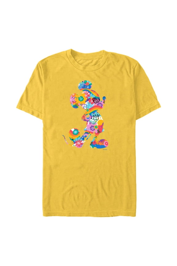 Mickey Mouse Pride Pose Rainbow Icon Fill Doodles - Short Sleeve Blended T-Shirt for Adults - Customized-Yellow