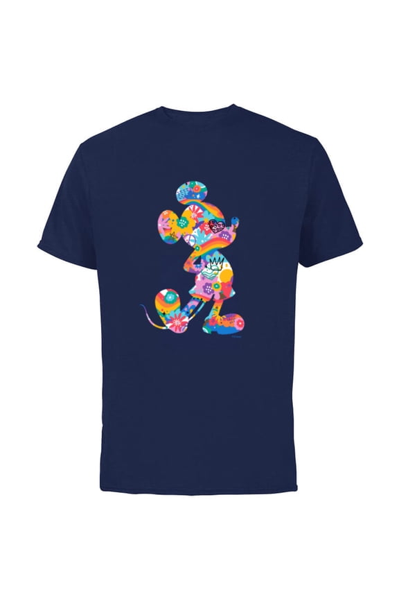 Mickey Mouse Pride Pose Rainbow Icon Fill Doodles - Short Sleeve Cotton T-Shirt for Adults - Customized-Navy