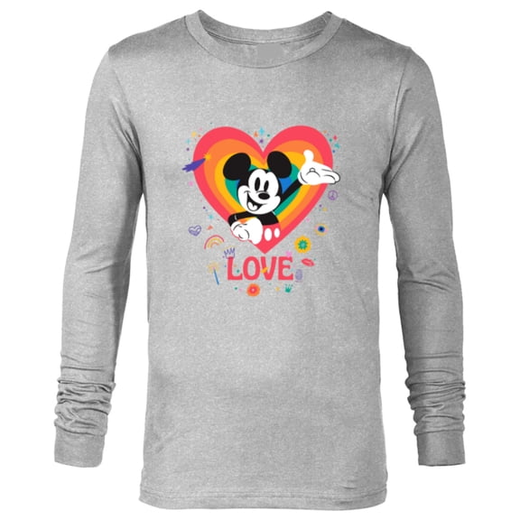 Disney Mickey Mouse Pride Rainbow Love Heart Doodles - Long Sleeve T-Shirt for Men - Customized-Athletic Heather