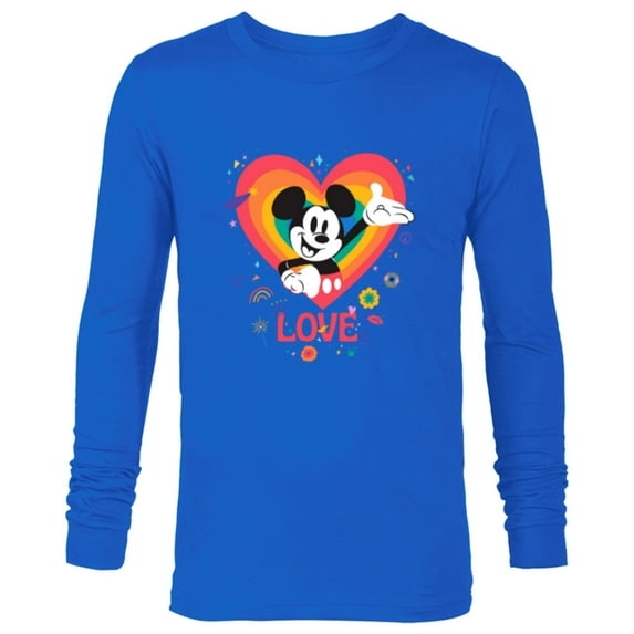 Disney Mickey Mouse Pride Rainbow Love Heart Doodles - Long Sleeve T-Shirt for Men - Customized-Navy
