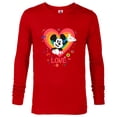 thumbnail image 1 of Disney Mickey Mouse Pride Rainbow Love Heart Doodles - Long Sleeve T-Shirt for Men - Customized-New Red, 1 of 5