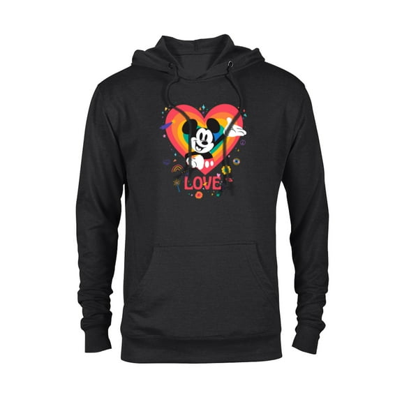 Disney Mickey Mouse Pride Rainbow Love Heart Doodles - Pullover Hoodie for Adults - Customized-Black