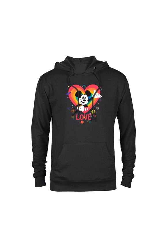 Mickey Mouse Pride Rainbow Love Heart Doodles - Pullover Hoodie for Adults - Customized-Black