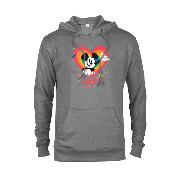 Disney Mickey Mouse Pride Rainbow Love Heart Doodles - Pullover Hoodie for Adults - Customized-Graphite Heather