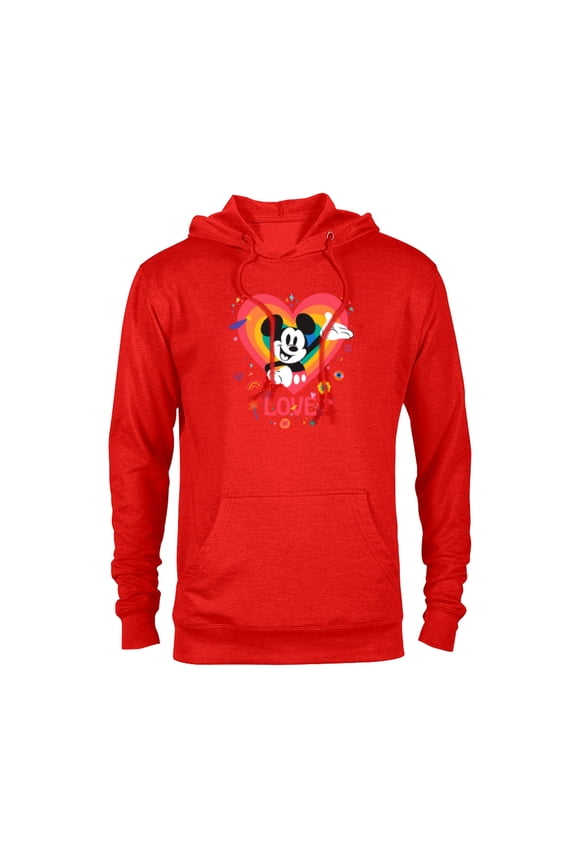 Mickey Mouse Pride Rainbow Love Heart Doodles - Pullover Hoodie for Adults - Customized-Red