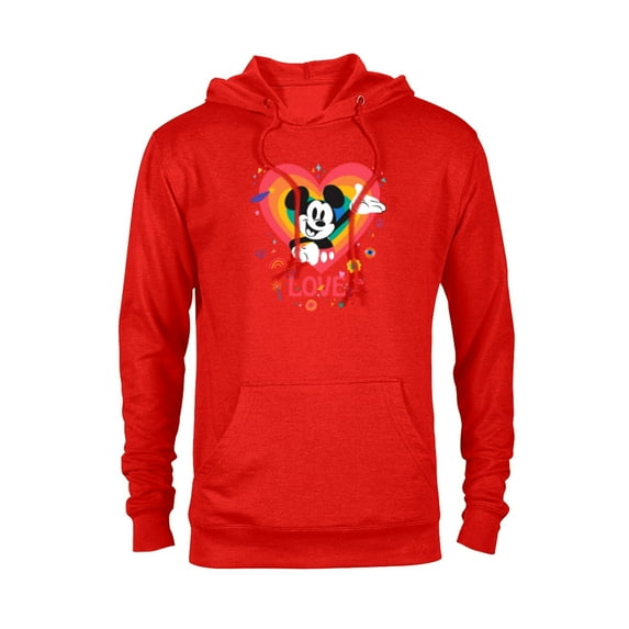 Disney Mickey Mouse Pride Rainbow Love Heart Doodles - Pullover Hoodie for Adults - Customized-Red