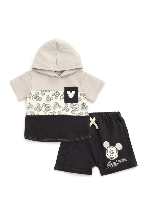 Mickey Mouse Pullover Hoodie and French Terry Shorts Newborn to Little Kid
