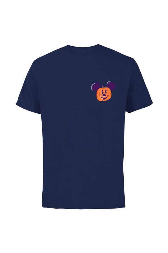 Mickey Mouse Pumpkin Jack-O’-Lantern Halloween - Short Sleeve Cotton T-Shirt for Adults - Customized-Navy