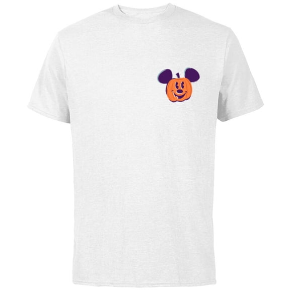 Disney Mickey Mouse Pumpkin Jack-O’-Lantern Halloween - Short Sleeve Cotton T-Shirt for Adults - Customized-White