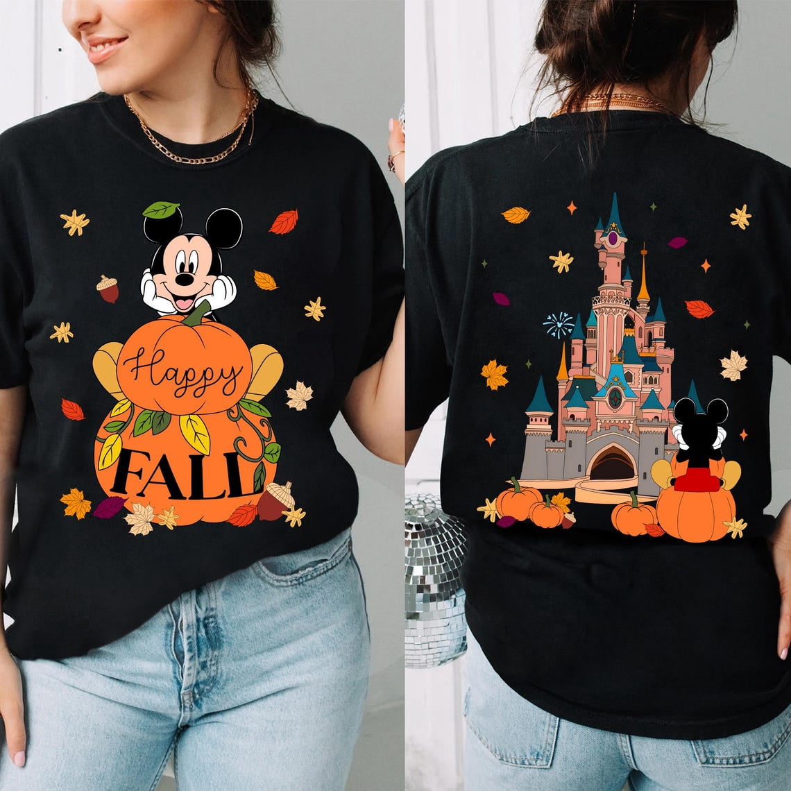 Disney Mickey Mouse Pumpkin T-shirt, Fall Season Happy Fall Tee, Magic ...