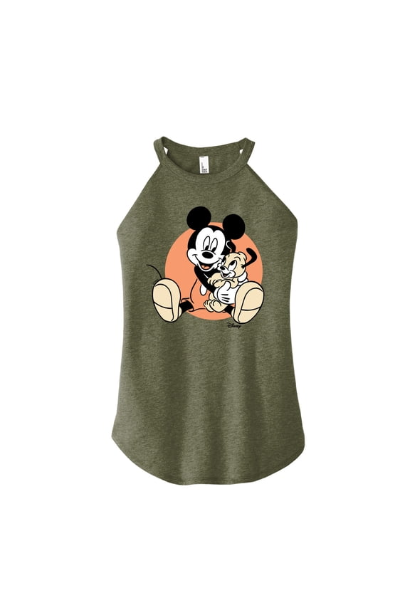 - Mickey Mouse - Pup Love - Juniors High Neck Tank Top
