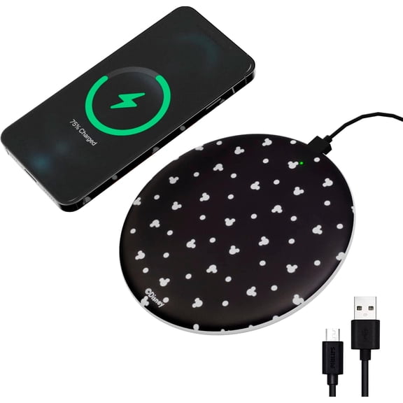 Disney Mickey Mouse QI Wireless Charger Portable Charging Station, Black