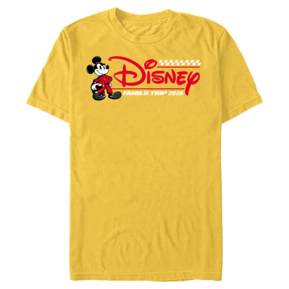 Disney Mickey Mouse Race Car Driver Family Trip 2026 Racing - Short Sleeve Blended T-Shirt for Adults - Customized-Yellow
