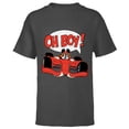thumbnail image 1 of Disney Mickey Mouse Racing Team "Oh Boy!" Race Car Driver - Short Sleeve T-Shirt for Kids - Customized-Charcoal Heather, 1 of 5