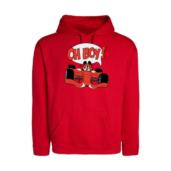 Disney Mickey Mouse Racing Team "Oh Boy!" Race Car Driver - Pullover Hoodie for Adults - Customized-Red