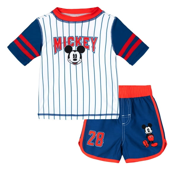 Disney Mickey Mouse Raglan Rash Guard and Swim Trunks UPF 50+ Outfit Set Infant to Big Kid