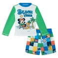thumbnail image 1 of Disney Mickey Mouse Little Boys' Swimwear 2-Piece Rash Guard and Swim Trunks Set Mickey Beach Green, 1 of 5
