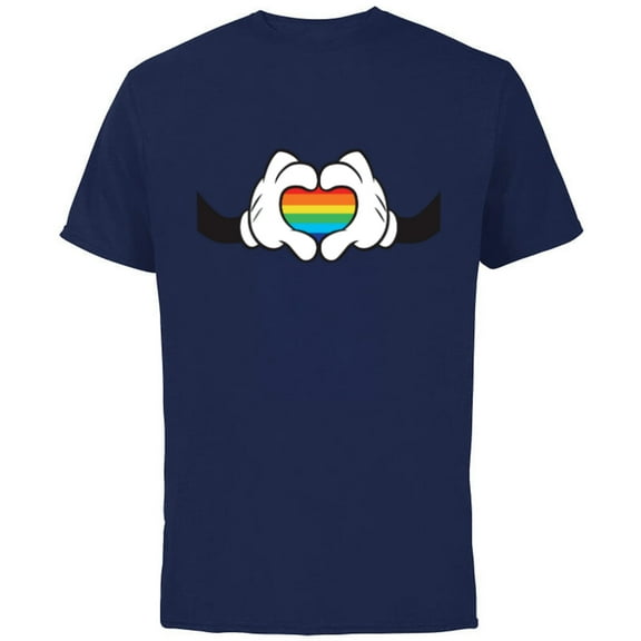 Disney Mickey Mouse Rainbow Hands - Short Sleeve Cotton T-Shirt for Adults -Customized-Navy