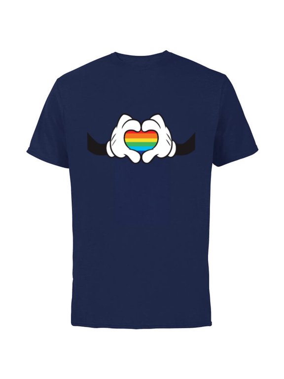 Mickey Mouse Rainbow Hands - Short Sleeve Cotton T-Shirt for Adults -Customized-Navy