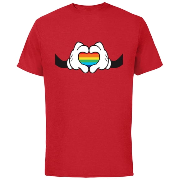 Disney Mickey Mouse Rainbow Hands - Short Sleeve Cotton T-Shirt for Adults -Customized-Red
