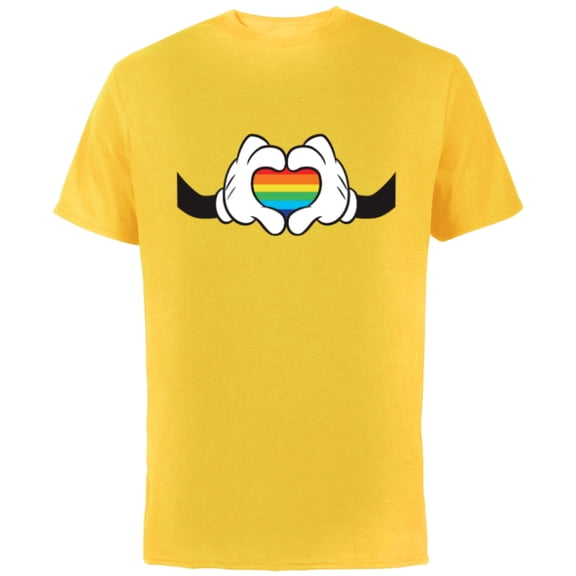 Disney Mickey Mouse Rainbow Hands - Short Sleeve Cotton T-Shirt for Adults -Customized-Yellow