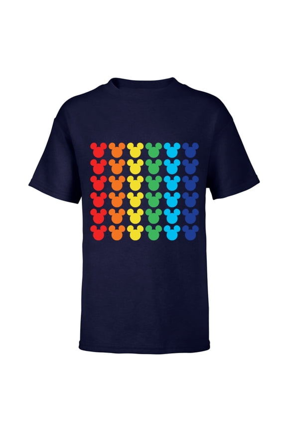 Mickey Mouse Rainbow Icons - Short Sleeve T-Shirt for Kids -Customized-Navy