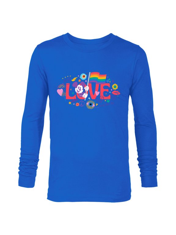 Mickey Mouse Rainbow Pride Flag Love for All Doodles - Long Sleeve T-Shirt for Men - Customized-Navy