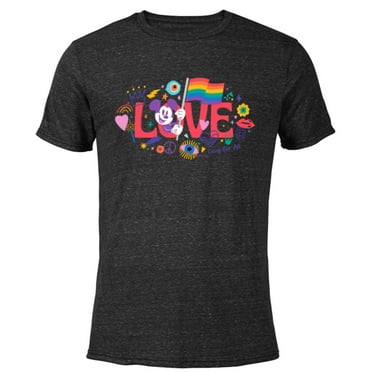 Disney Mickey Mouse Rainbow Pride Flag Love for All Doodles - Short Sleeve Blended T-Shirt for Adults - Customized-Black