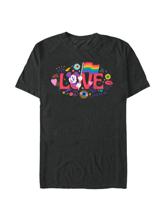 Mickey Mouse Rainbow Pride Flag Love for All Doodles - Short Sleeve Blended T-Shirt for Adults - Customized-Dark Heather