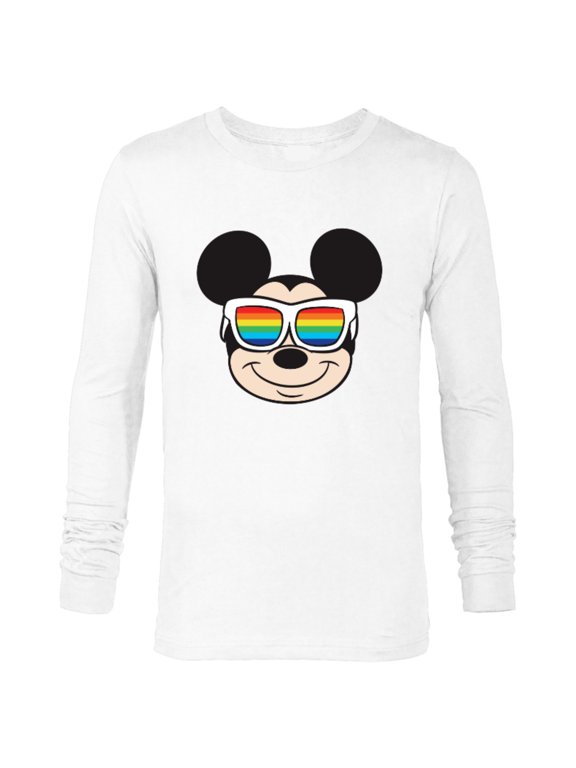 Mickey Mouse Rainbow Sunglasses - Long Sleeve T-Shirt for Men -Customized-White