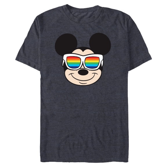 Disney Mickey Mouse Rainbow Sunglasses - Short Sleeve Blended T-Shirt for Adults -Customized-Navy Heather