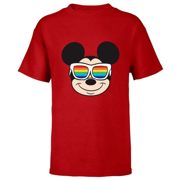 Disney Mickey Mouse Rainbow Sunglasses - Short Sleeve T-Shirt for Kids -Customized-Red