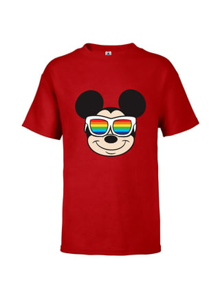 Disney Mickey Mouse Pride Inclusive Rainbow Head Icon Fill - Short Sleeve  Cotton T-Shirt for Adults - Customized-Red 