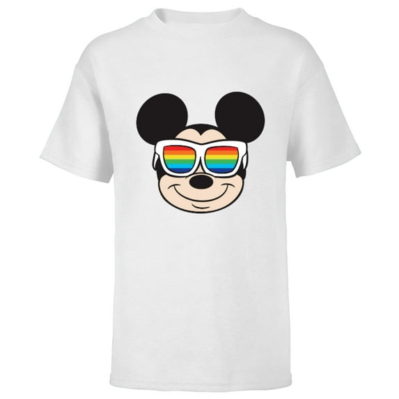 Disney Mickey Mouse Rainbow Sunglasses - Short Sleeve T-Shirt for Kids -Customized-White