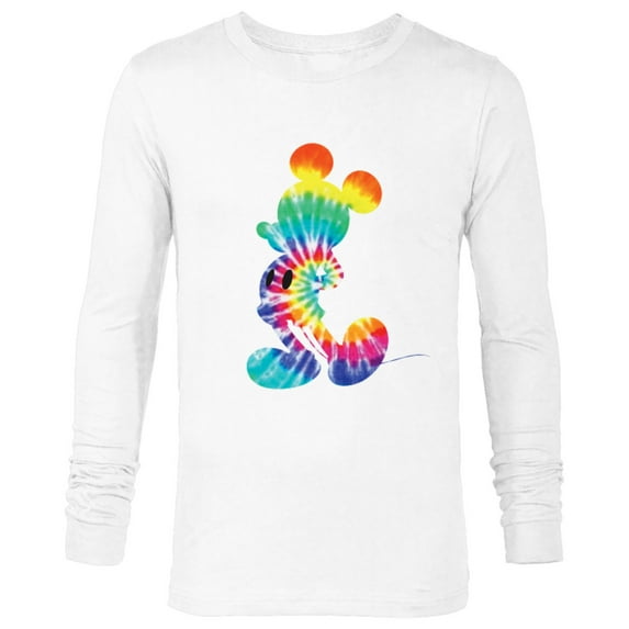 Disney Mickey Mouse Rainbow Tie Dye - Long Sleeve T-Shirt for Men- Customized-White