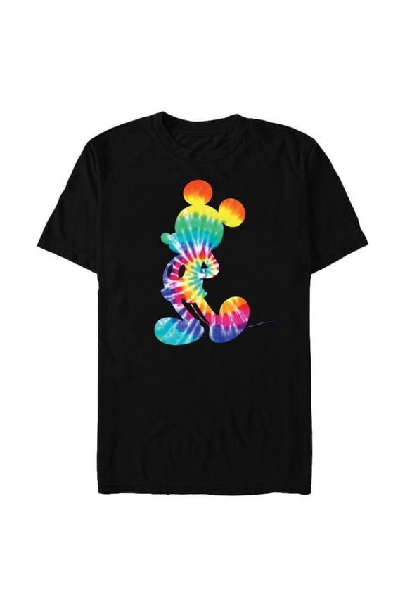 Mickey Mouse Rainbow Tie Dye - Short Sleeve Blended T-Shirt for Adults- Customized-Black