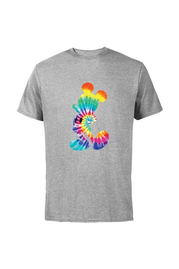 Mickey Mouse Rainbow Tie Dye - Short Sleeve Cotton T-Shirt for Adults- Customized-Athletic Heather